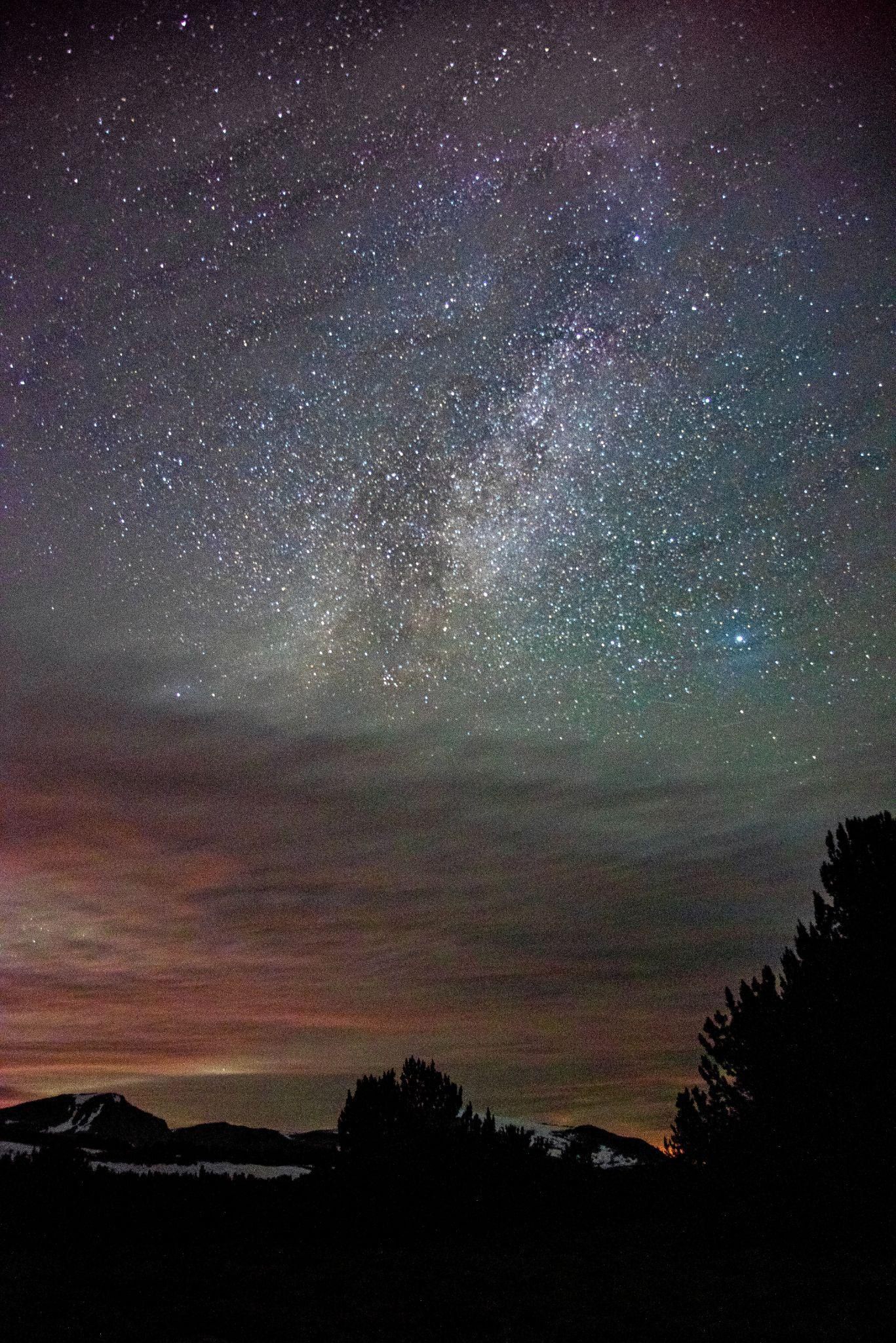 The Milky Way over a mountain ridge in Yosemite National Park